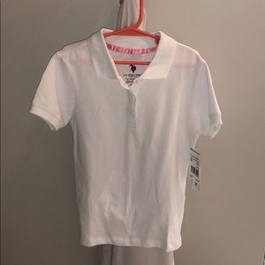 Kids white polo golf shirt, NWT, 7/8